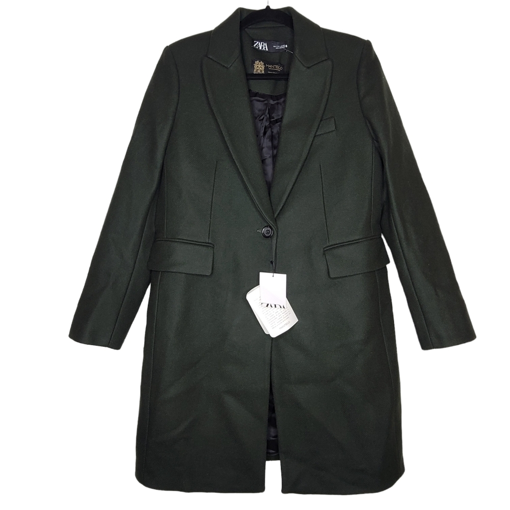 Zara Menswear Style Manteco Italian Wool Long Coat 2347/744/503 Small NWT